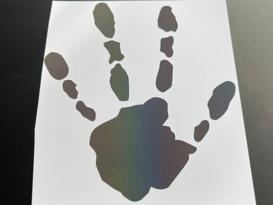 Alien Handprint (Large) Reflective Rainbow Bright Bike Stickers