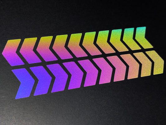 Rainbow Bright Reflective Chevron (1 Inch) Motorcycle Helmet Stickers