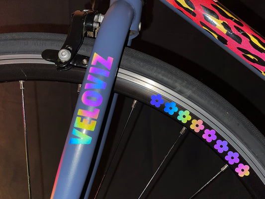 Reflective Rainbow Bright Flower Wheel Rim Stickers