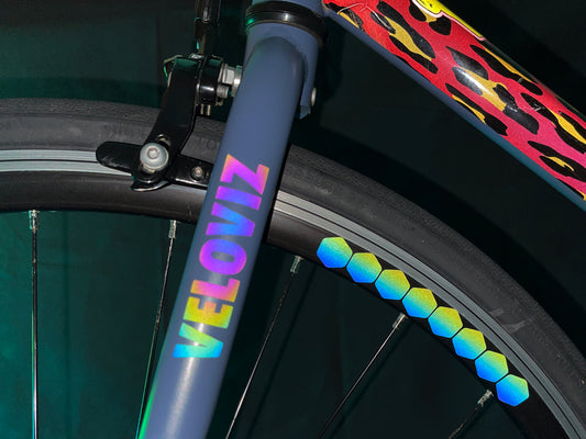 Reflective Rainbow Bright Hexagon Wheel Rim Stickers
