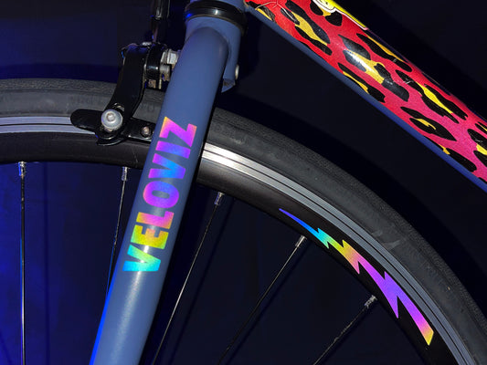 Reflective Rainbow Bright Lightning Bolt Wheel Rim Stickers