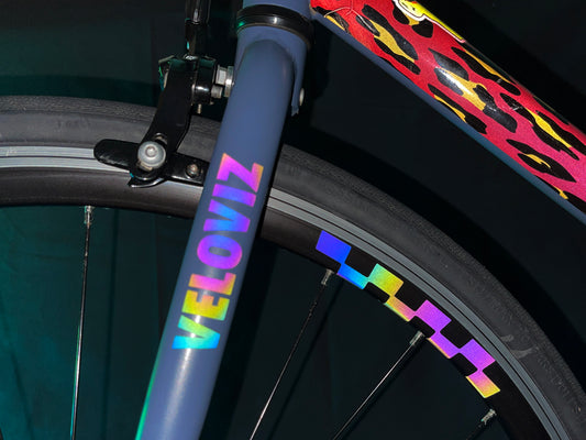 Reflective Rainbow Bright Racing Flag Wheel Rim Stickers