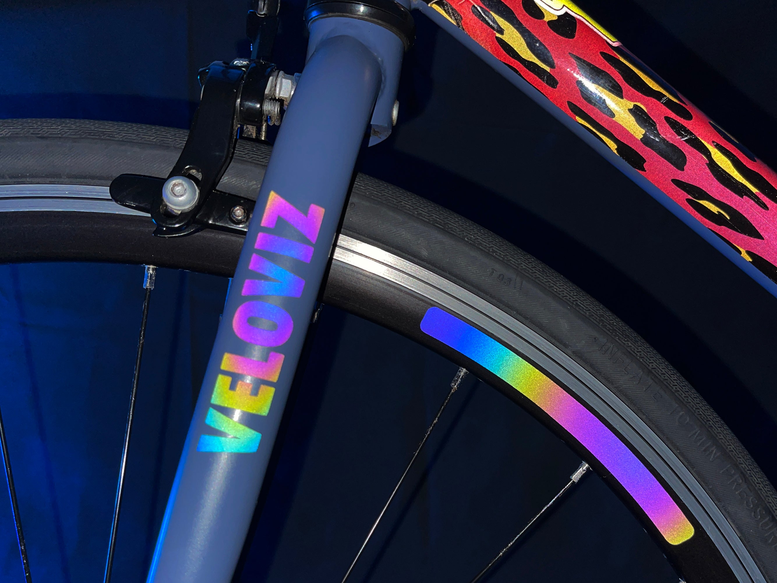 Reflective Rainbow Bright Strip Wheel Rim Stickers – Veloviz Reflective ...