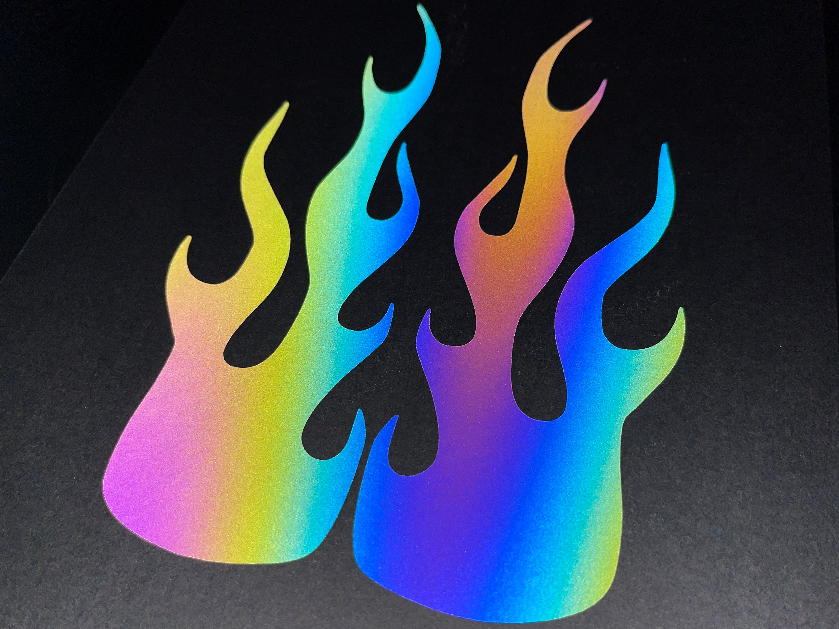 Veloviz Rainbow Bright Reflective Flame Motorcycle Tank Helmet Sticker ...