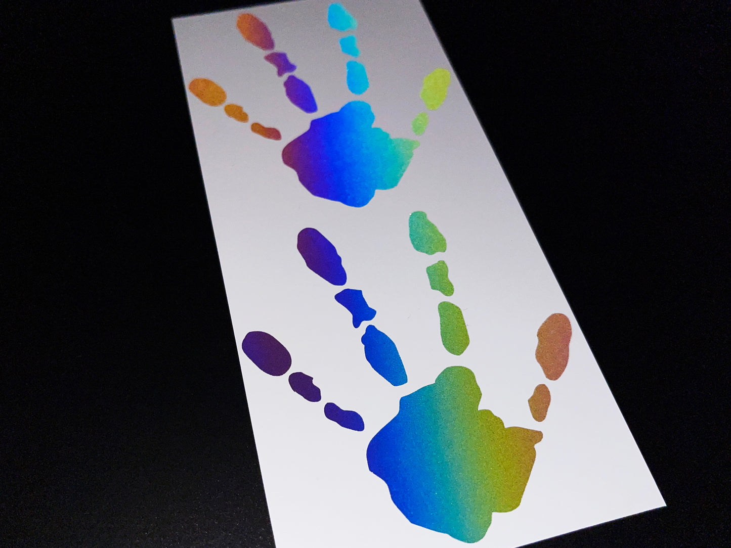 Alien Handprint (Medium) Reflective Rainbow Bright Bike Stickers