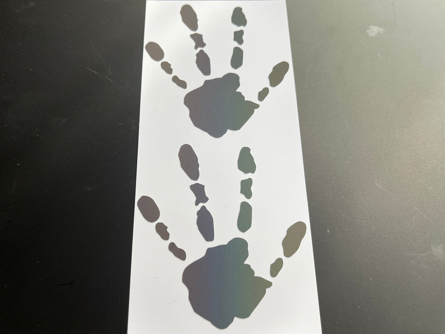 Alien Handprint (Medium) Reflective Rainbow Bright Bike Stickers