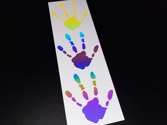 Alien Handprint (Small) Reflective Rainbow Bright Bike Stickers