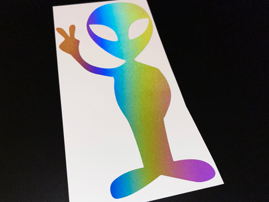 Alien Peace (Extra Large) Reflective Rainbow Bright Bike Stickers