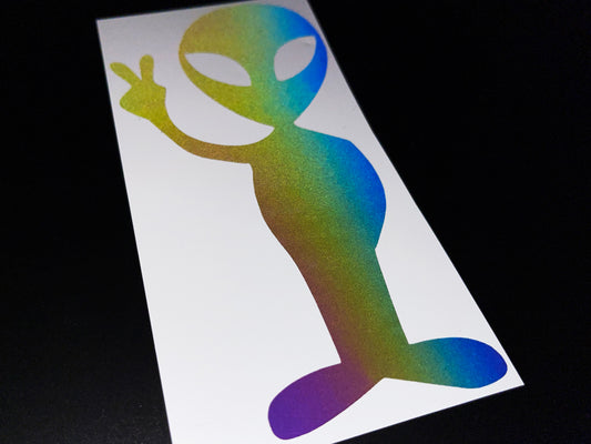 Alien Peace (Large) Reflective Rainbow Bright Bike Stickers
