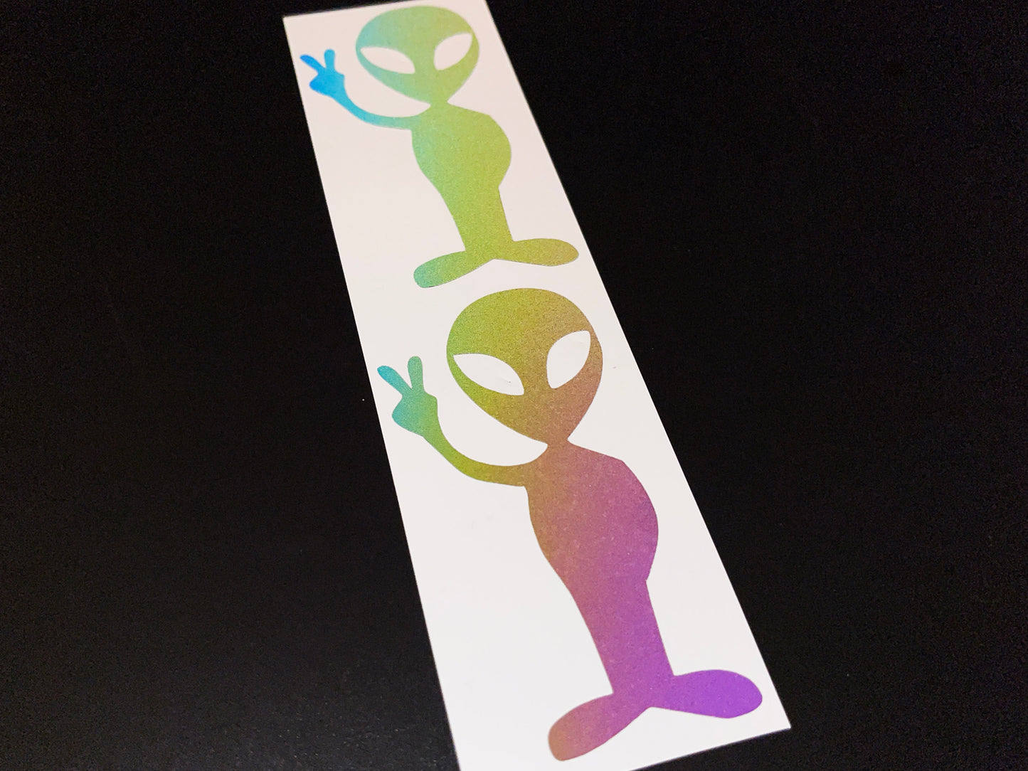 Alien Peace (Medium) Reflective Rainbow Bright Bike Stickers