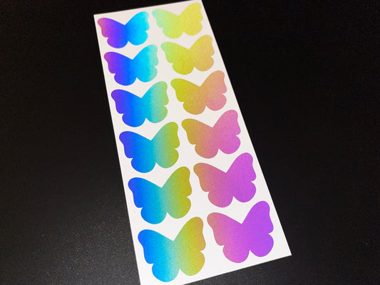 Butterfly (Small) Reflective Rainbow Bright Bike Stickers