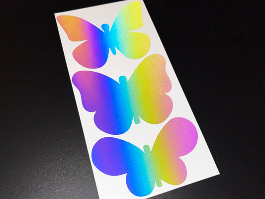 Butterfly (Large) Reflective Rainbow Bright Bike Stickers
