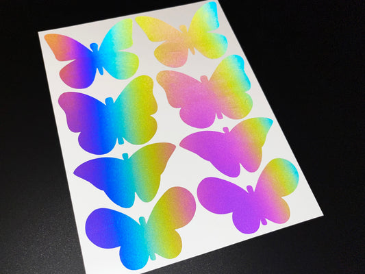 Butterfly (Medium) Reflective Rainbow Bright Bike Stickers