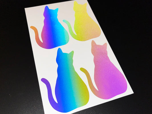 Cat (Large) Reflective Rainbow Bright Bike Stickers