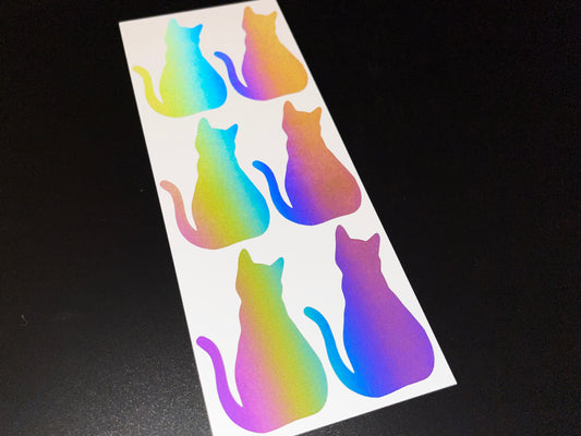 Cat (Medium) Reflective Rainbow Bright Bike Stickers