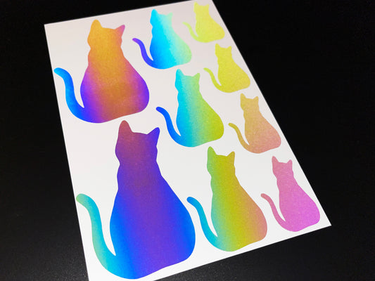 Cat (Assorted) Reflective Rainbow Bright Bike Stickers