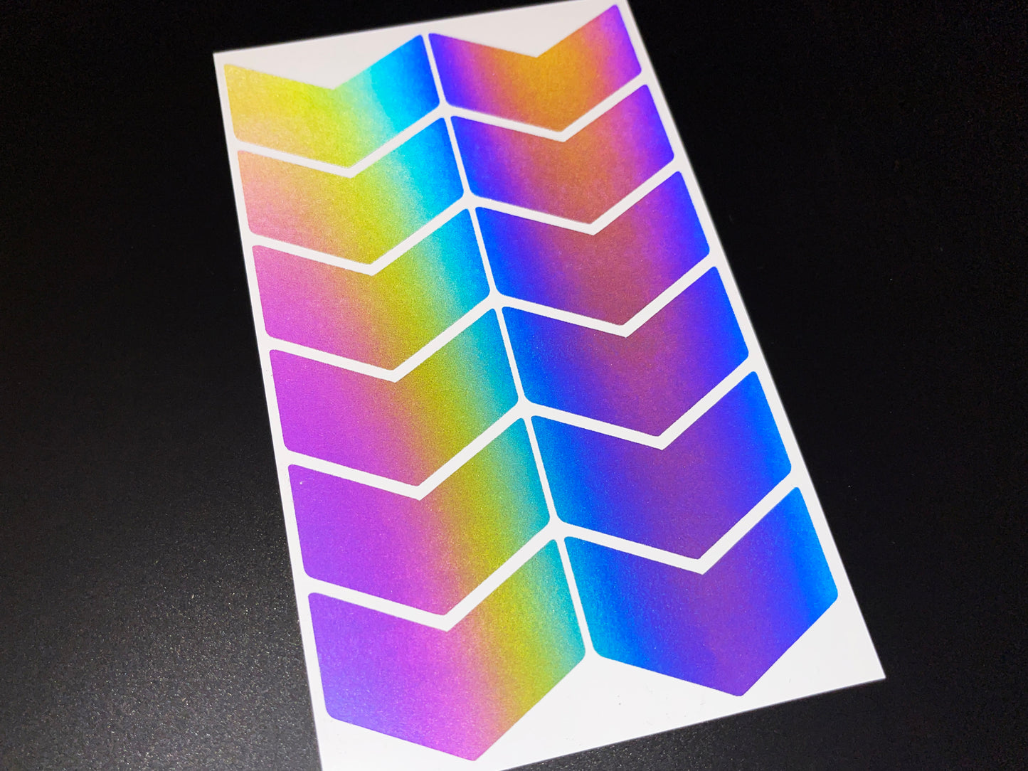 Chevron (2 Inch) Reflective Rainbow Bright Bike Stickers