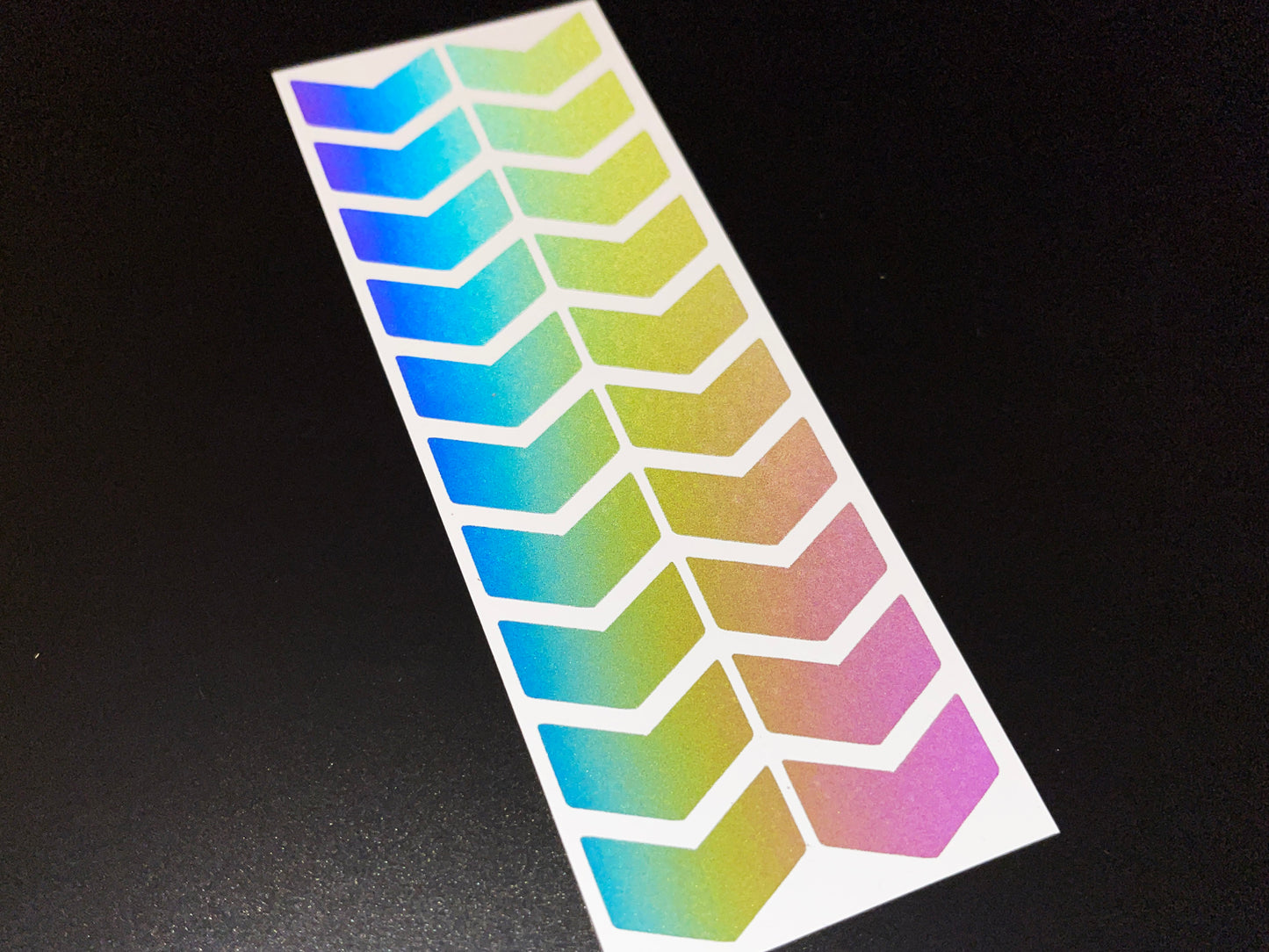 Chevron (1 Inch) Reflective Rainbow Bright Bike Stickers