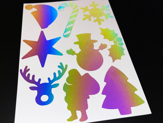 Christmas Mix Reflective Rainbow Bright Bike Stickers