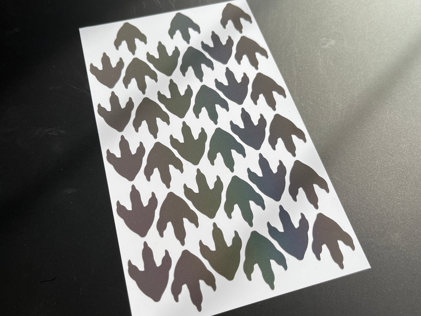 Dinosaur Footprint (Extra Small) Reflective Rainbow Bright Bike Stickers