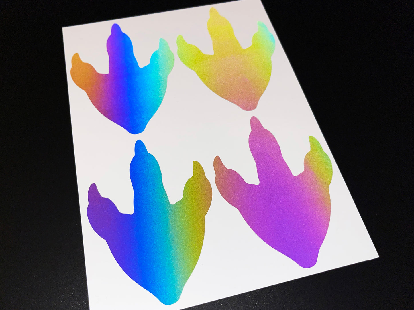 Dinosaur Footprint (Medium) Reflective Rainbow Bright Bike Stickers