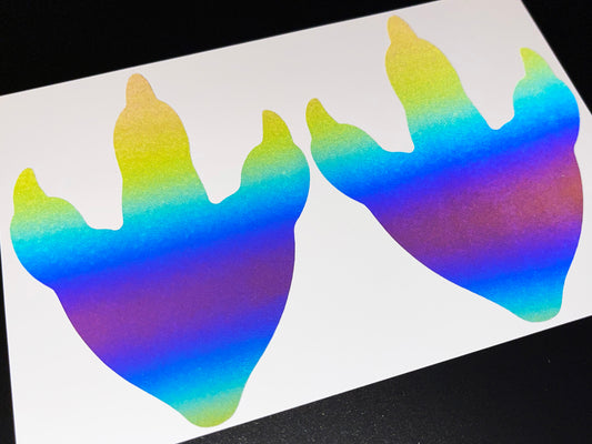 Dinosaur Footprint (Large) Reflective Rainbow Bright Bike Stickers