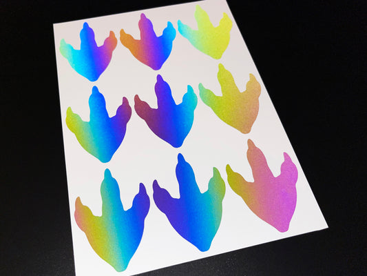 Dinosaur Footprint (Small) Reflective Rainbow Bright Bike Stickers