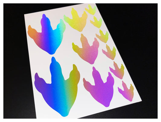 Dinosaur Footprint (Assorted) Reflective Rainbow Bright Bike Stickers