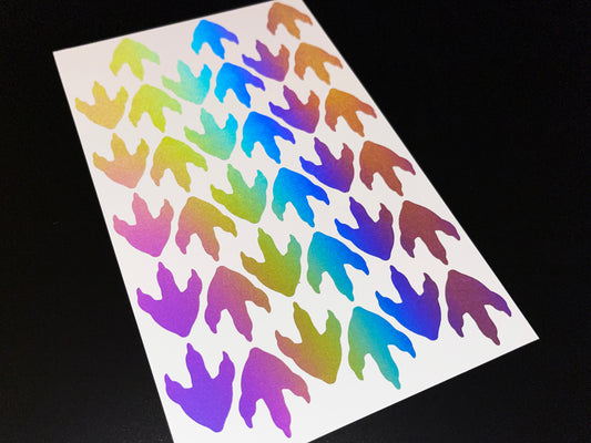 Dinosaur Footprint (Extra Small) Reflective Rainbow Bright Bike Stickers