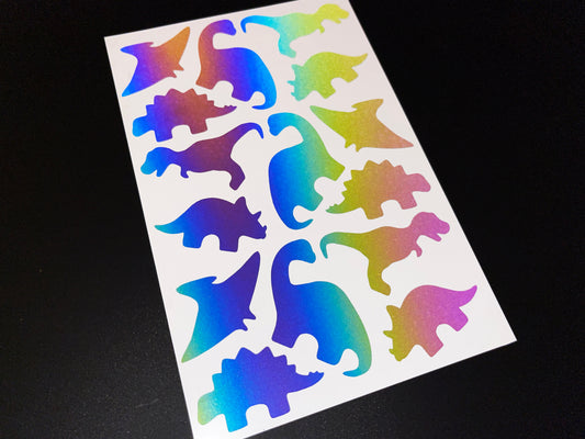 Dinosaurs (Small) Reflective Rainbow Bright Bike Stickers