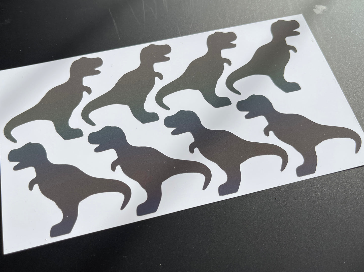 Dinosaur T Rex (Small) Reflective Rainbow Bright Bike Stickers