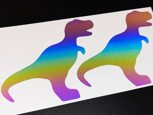 Dinosaur T Rex (Large) Reflective Rainbow Bright Bike Stickers