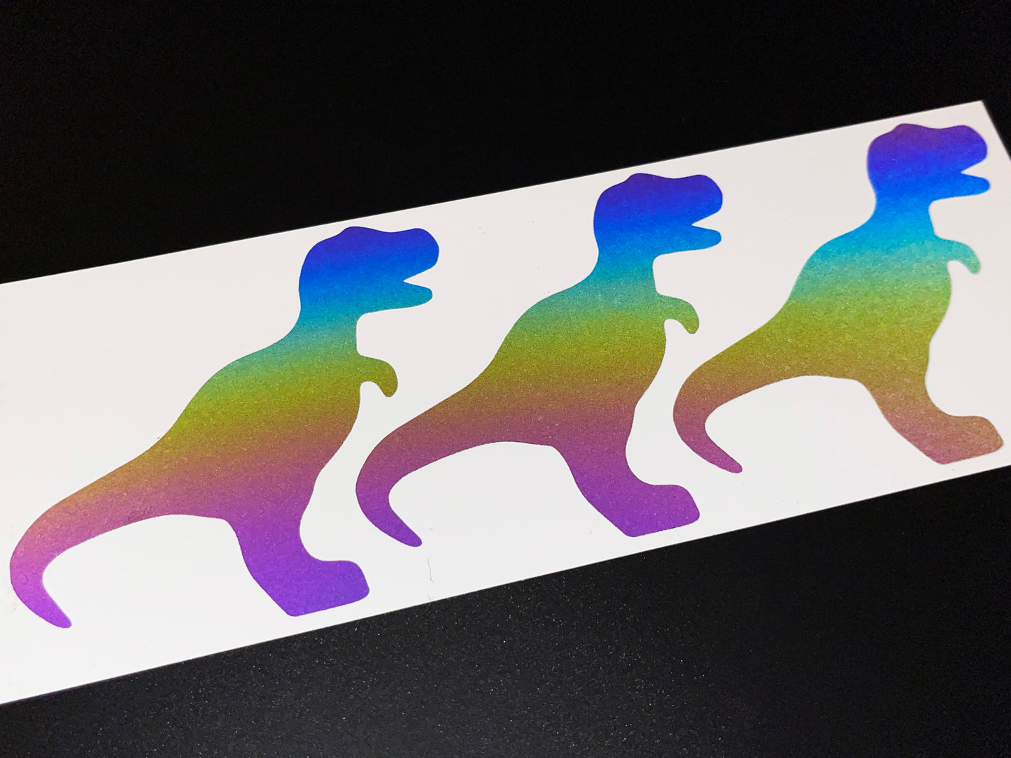 Dinosaur T Rex (Medium) Reflective Rainbow Bright Bike Stickers