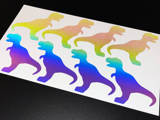 Dinosaur T Rex (Small) Reflective Rainbow Bright Bike Stickers