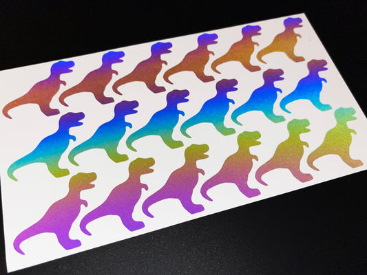 Dinosaur T Rex (Extra Small) Reflective Rainbow Bright Bike Stickers