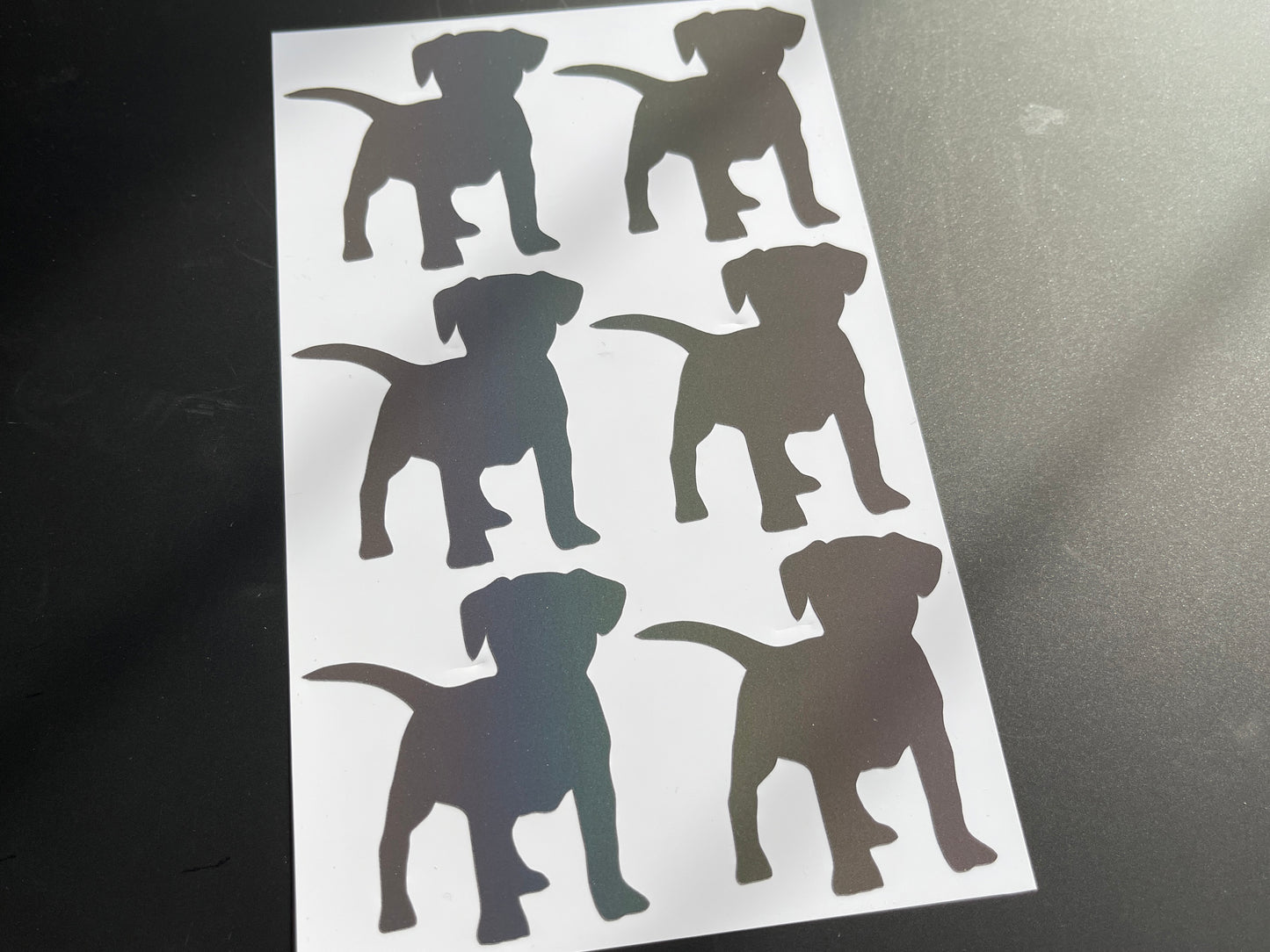 Dog Puppy (Medium) Reflective Rainbow Bright Bike Stickers
