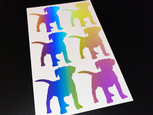 Dog Puppy (Medium) Reflective Rainbow Bright Bike Stickers