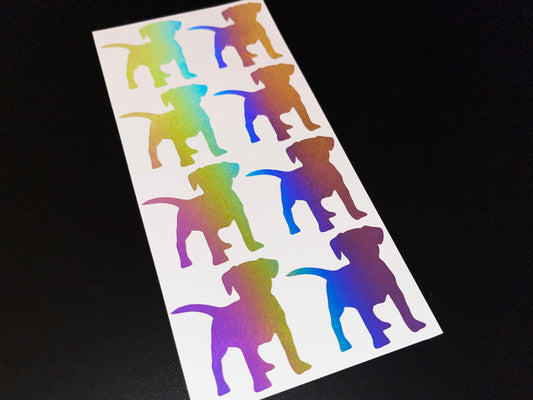 Dog Puppy (Small) Reflective Rainbow Bright Bike Stickers