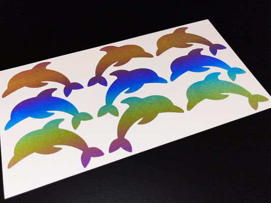 Dolphin (Small) Reflective Rainbow Bright Bike Stickers