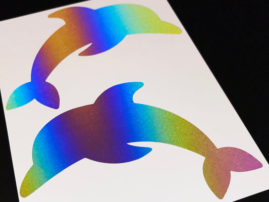 Dolphin (Large) Reflective Rainbow Bright Bike Stickers