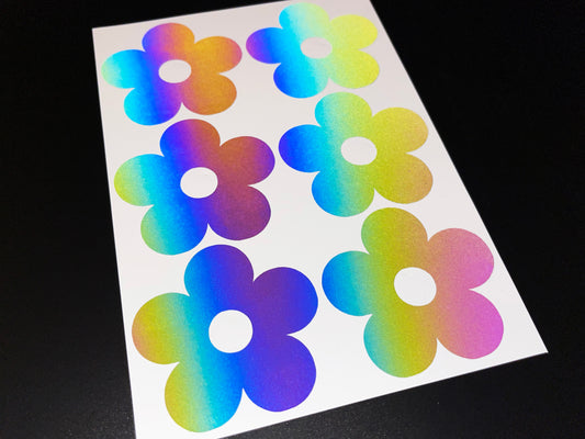 Flower (Large) Reflective Rainbow Bright Bike Stickers