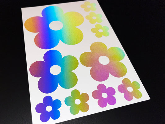 Flower (Assorted) Reflective Rainbow Bright Bike Stickers