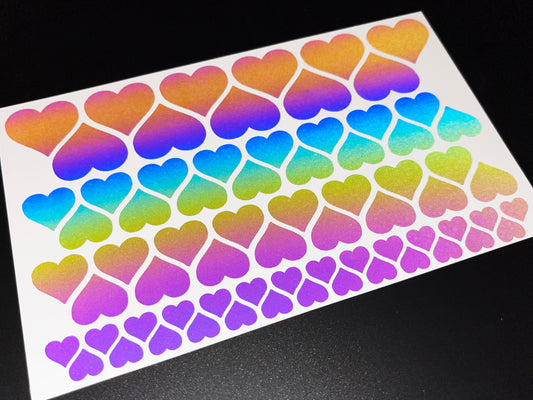 Heart (Assorted) Reflective Rainbow Bright Bike Stickers