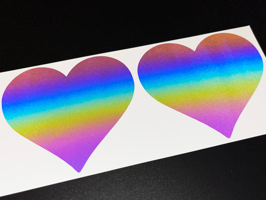 Heart (Extra Large) Reflective Rainbow Bright Bike Stickers