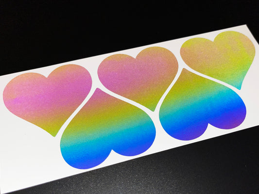 Heart (Large) Reflective Rainbow Bright Bike Stickers