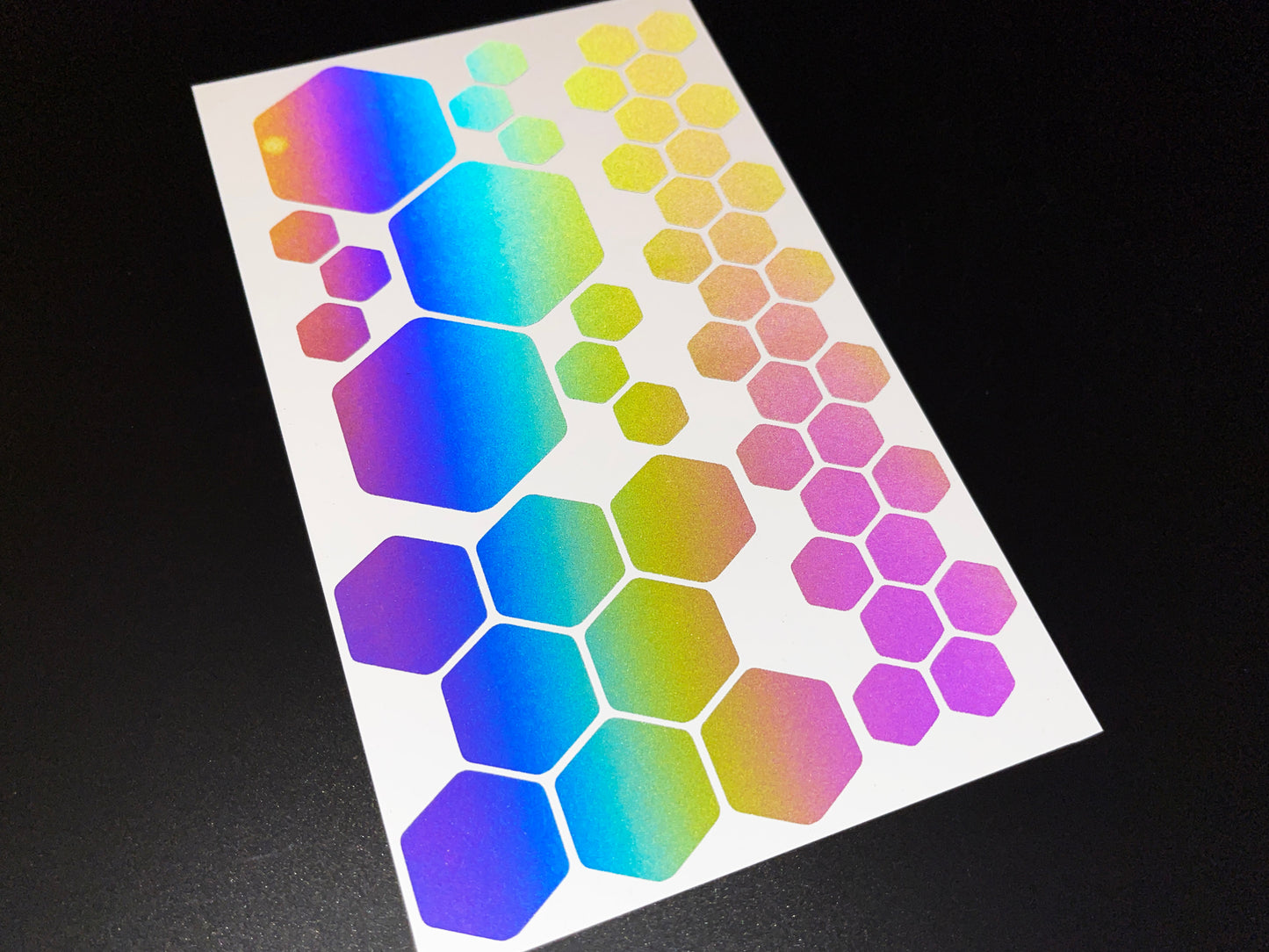 Hexagon (Assorted) Reflective Rainbow Bright Bike Stickers
