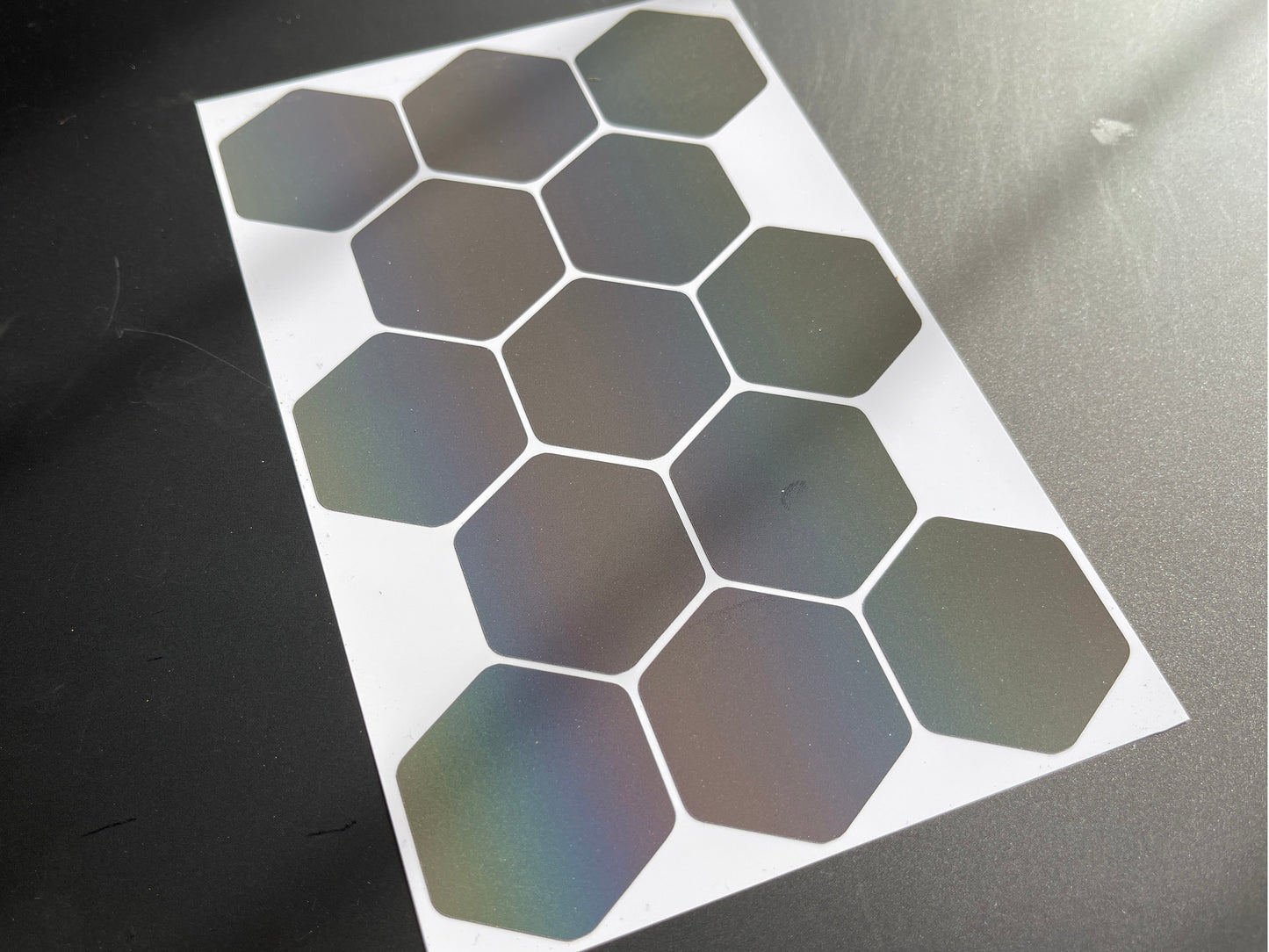 Hexagon (Large) Reflective Rainbow Bright Bike Stickers