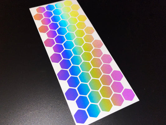 Hexagon (Small) Reflective Rainbow Bright Bike Stickers