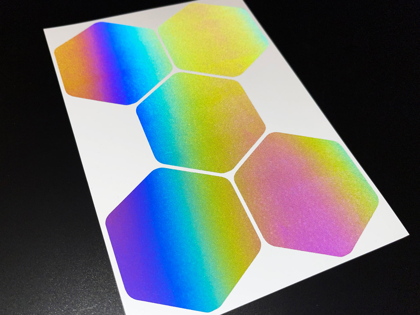 Hexagon (Extra Large) Reflective Rainbow Bright Bike Stickers