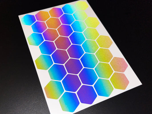 Hexagon (Medium) Reflective Rainbow Bright Bike Stickers